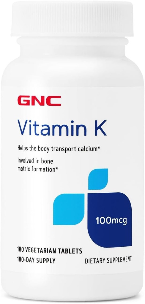 GNC-vitamin K 100mcg, 180 tabletter, hjælper kroppen transport calcium