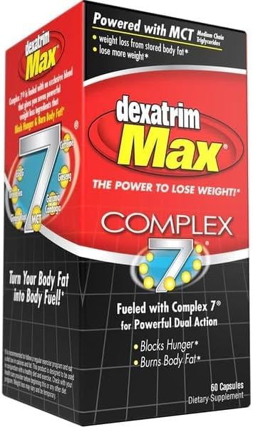 ILIOS Dexatrim Max Complex- 7; Diet piller til tabe vægt - 7 kraftfulde ingredienser til at reducere sult & krop fedt, fedt brænder kosttilskud, vægttab piller til kvinder & mænd, 1 pakke w / 60 kapsler