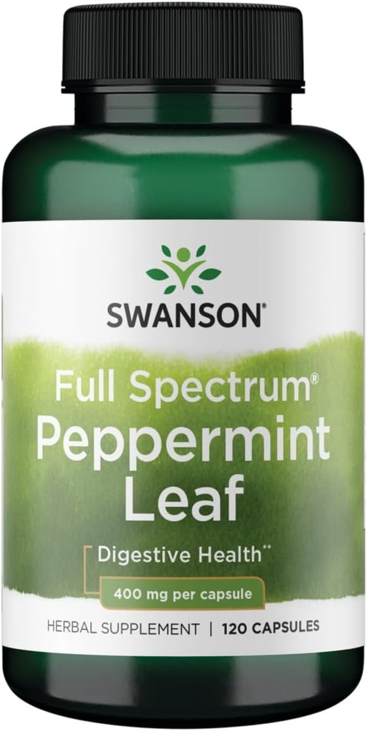 Swanson Fuld Spectrum Pebermynte Leaf 400 Milligram 120 Kapsler