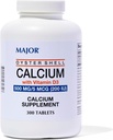 Major Oyster Shell Calcium med D3- vitamin 500 mg / 5 mcg (200 IE) - Dagligt calciumsupplement - 300 tabletter (1 pakning)