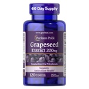 Puritans Pride Grapeseed Extract 200mg, Kosttilskud til antioxidant og hjertesundhedssupport, 2 måneders forsyning, 120 hurtige release kapsler
