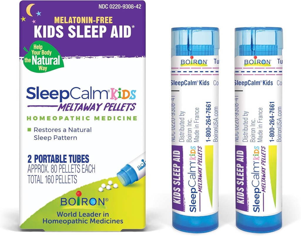 Boiron SleepCall Kids sovestøtte til dyb, afslappende, rolig nattesøvn - Melaton- fri og ikke habitatdannelse - 2 Greve (160 Pellets)