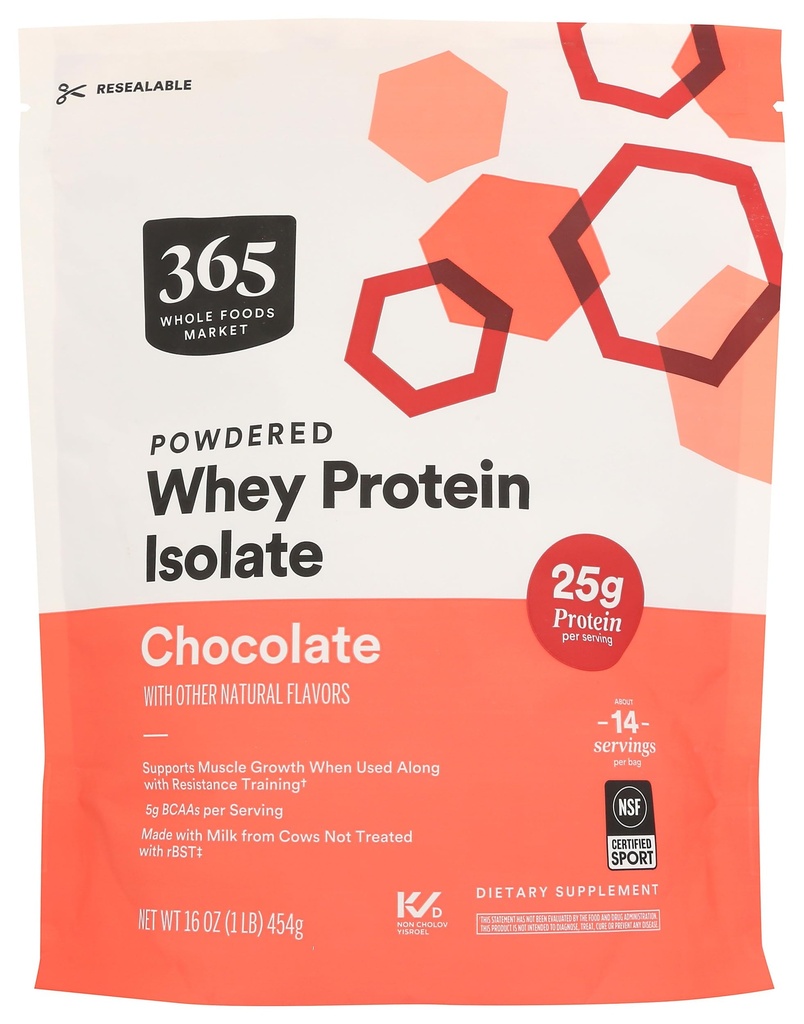 365 by Whole Foods Market, Whey Protein Isolate, Chokolade, 16 Ounce