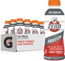 Gatorade Zero With Protein, 10g Whey Protein Isolate, Zero Sugar, Electrolytes, Fruit Punch, 16,9 Fl Oz, 12 Pack