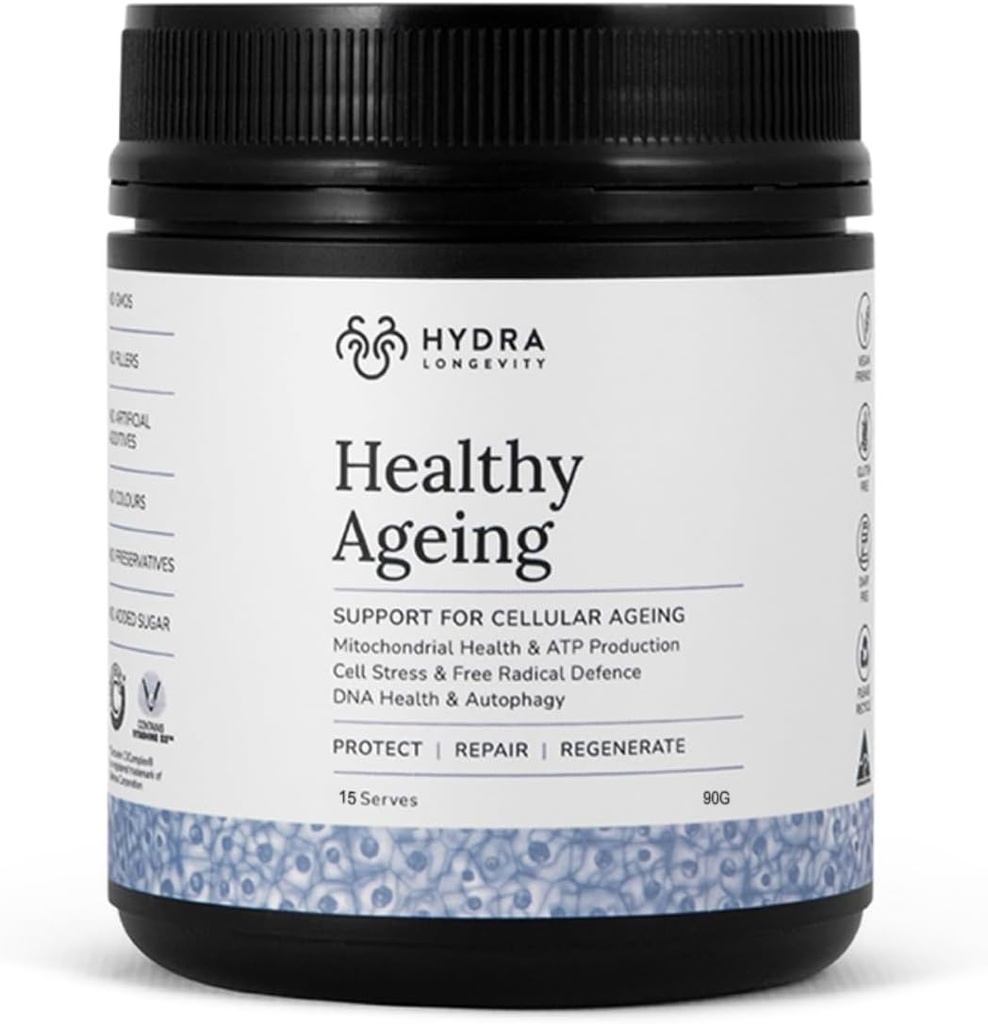 Sund aldring supplement Powder, Anti- Ageing Effects, Indeholder Quercetin, Resveratrol og Nrf2 Aktivatorer, Antioxidants Rich Nutrient- Dense, Non- GMO, Vegan (90 Bedste (15 Servere)