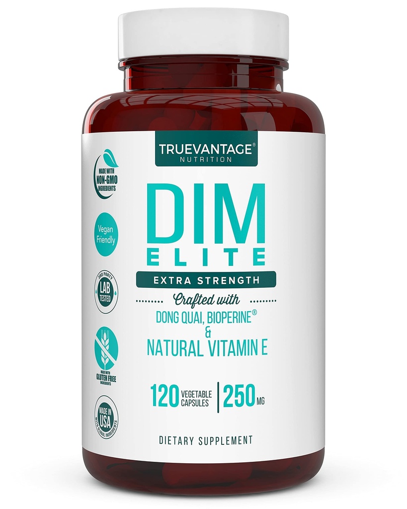 DIM supplement 250mg (Diindolylmethan) -Plus Dong Quai, Natural Vitamin E & BioPerine - Understøtter menopause Relief & Hormonal Acne -Hormone Balance Support til kvinder og men- Veggie Caps