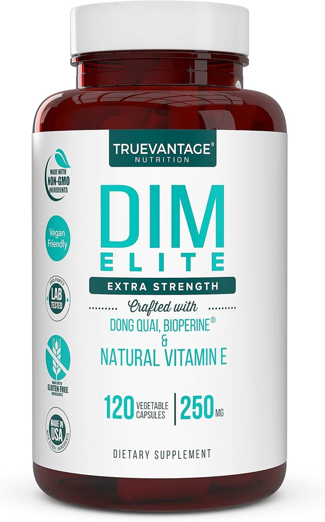 DIM supplement 250mg (Diindolylmethan) -Plus Dong Quai, Natural Vitamin E & BioPerine - Understøtter menopause Relief & Hormonal Acne -Hormone Balance Support til kvinder og men- Veggie Caps