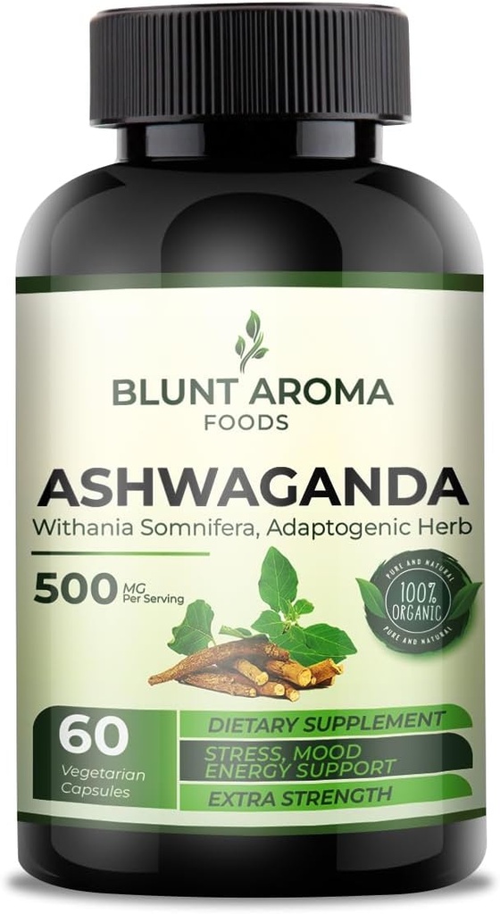 Ashwagandha Extract Capsule - Great Strength 5200 mg pulver. Blended ingefær rod, gurkemeje, alkanet rod og sort peber - 60 kapsler - 2 måneders forsyning