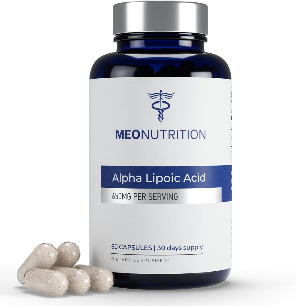 Alpha Lipoic Acid 650mg - 60 Capsules Name 124; Non- GMO, Gluten- Free, GMP Certified