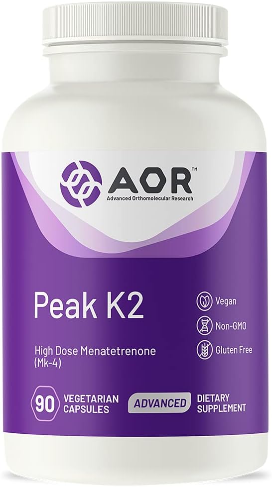AOR, Peak K2, Understøtter Bone og Kardiovaskulær Sundhed og Normal Blood Clotting, Kosttilskud, 90 portioner (90 kapsler)