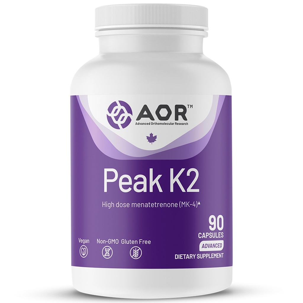 AOR, Peak K2, Understøtter Bone og Kardiovaskulær Sundhed og Normal Blood Clotting, Kosttilskud, 90 portioner (90 kapsler)