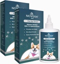NOVEHA Pet Ear Dryps med 1% Hydrocortison Mea124; Ear Cleaner for Dogs & Cats for Earwax buildup, No- Sting Formel, Calms Itch & Reducerer Painful Ear Infektioner 60mL (60ml (pakke med 2))