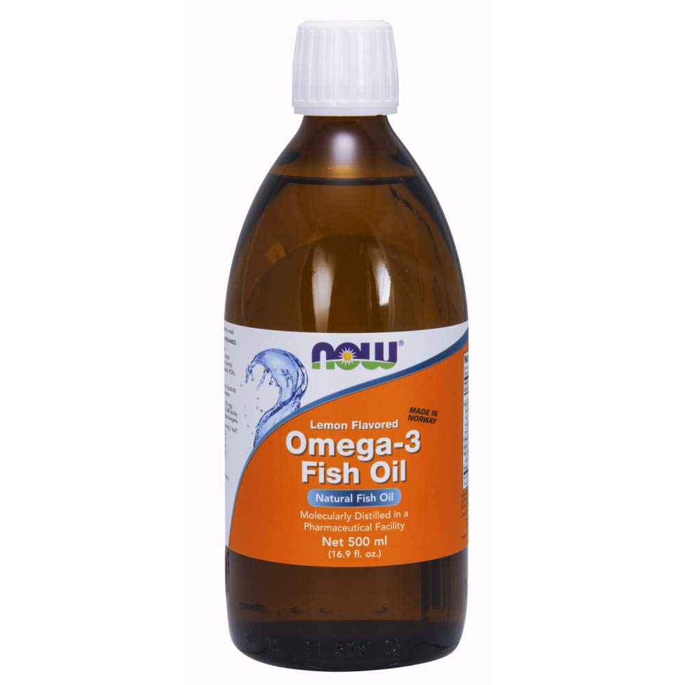 Now Supplements, Omega-3 Fish Oil Liquid, Molekulært Destilleret, Lemon Flavored, 16,9 -Ounce