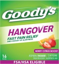 Goody 's Hangover Relief Powder, Dual Action Hurtig Hovedpine Smerte Relief med Aspirin og Koffein, Berry Citrus Flavor, 16 Greve