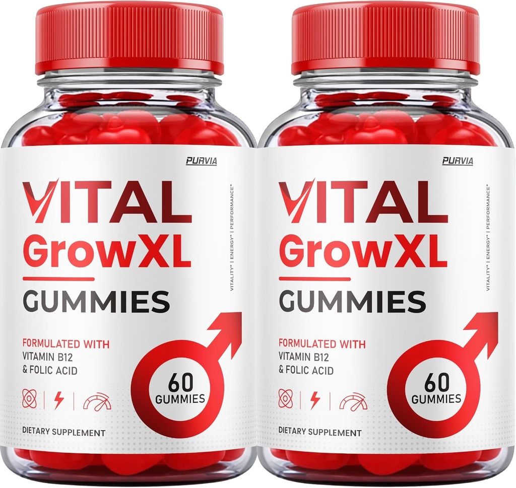 (2 Pack) Vital Grow XL Gummies - Official Formula - Vial Grow XL Advanced Strength Formula, Vital Grow XL Reviews, Overall Health Support 1000mg Maximum Strength Wellness Supplement (120 Gummies)