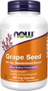NOW Foods Supplements, Grape Seed 100 mg - Standardized Extract, Highly Concentrated Extract with a Minimum of 90% Polyphenols, with Vitamin C, 200 Veg Capsules