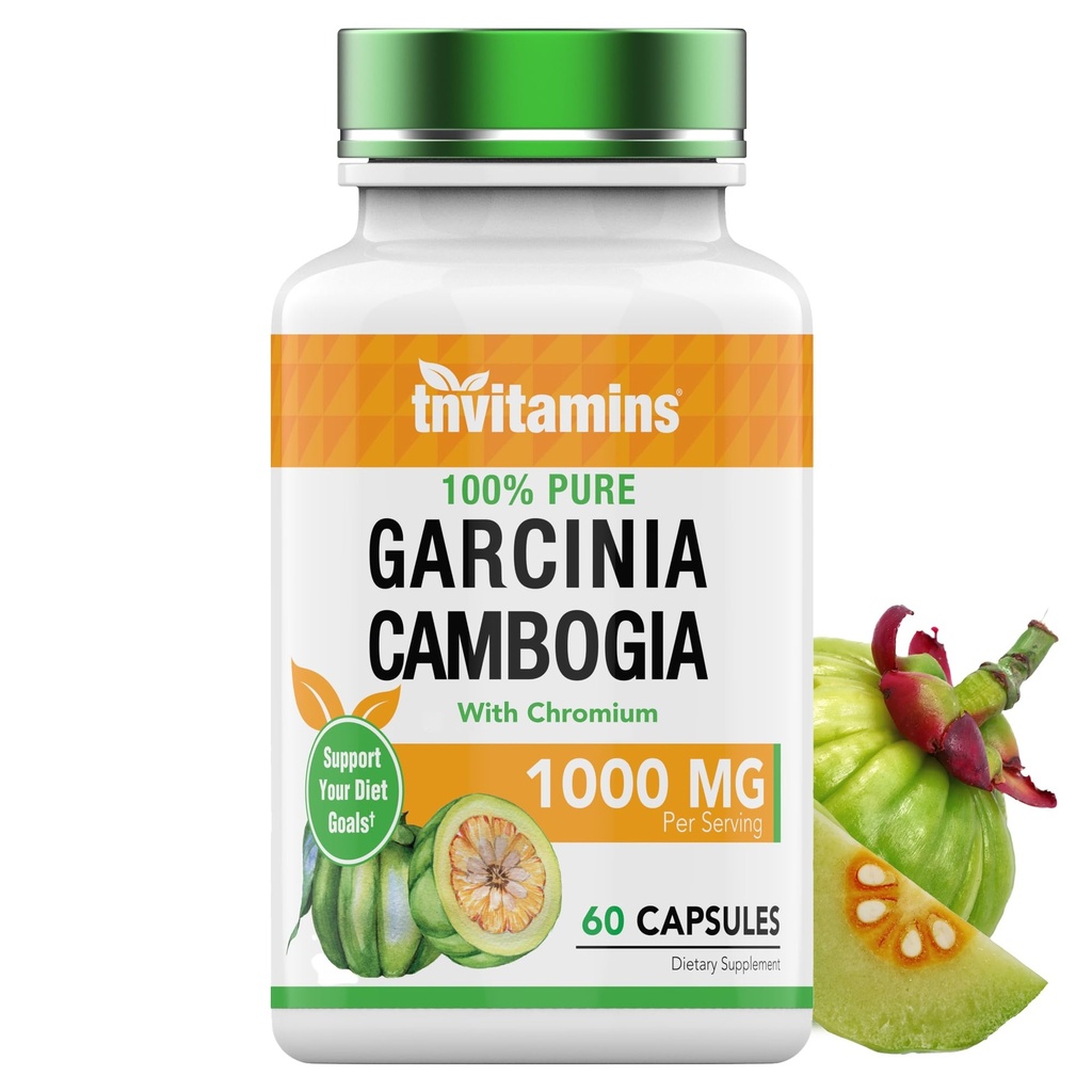 tnvitamins Garcinia Cambogia Uddrag kapsler (1000 MG x 60 piller) med Chrom Note 124; Vægttab piller til kvinder & mænd *