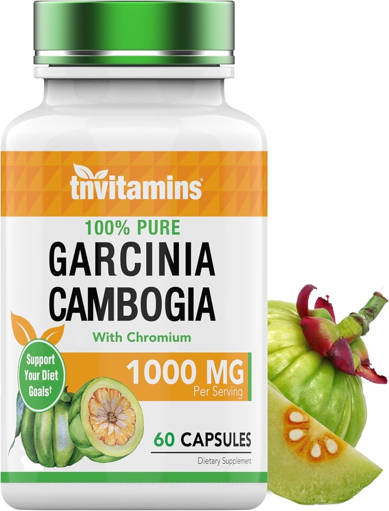 tnvitamins Garcinia Cambogia Uddrag kapsler (1000 MG x 60 piller) med Chrom Note 124; Vægttab piller til kvinder & mænd *