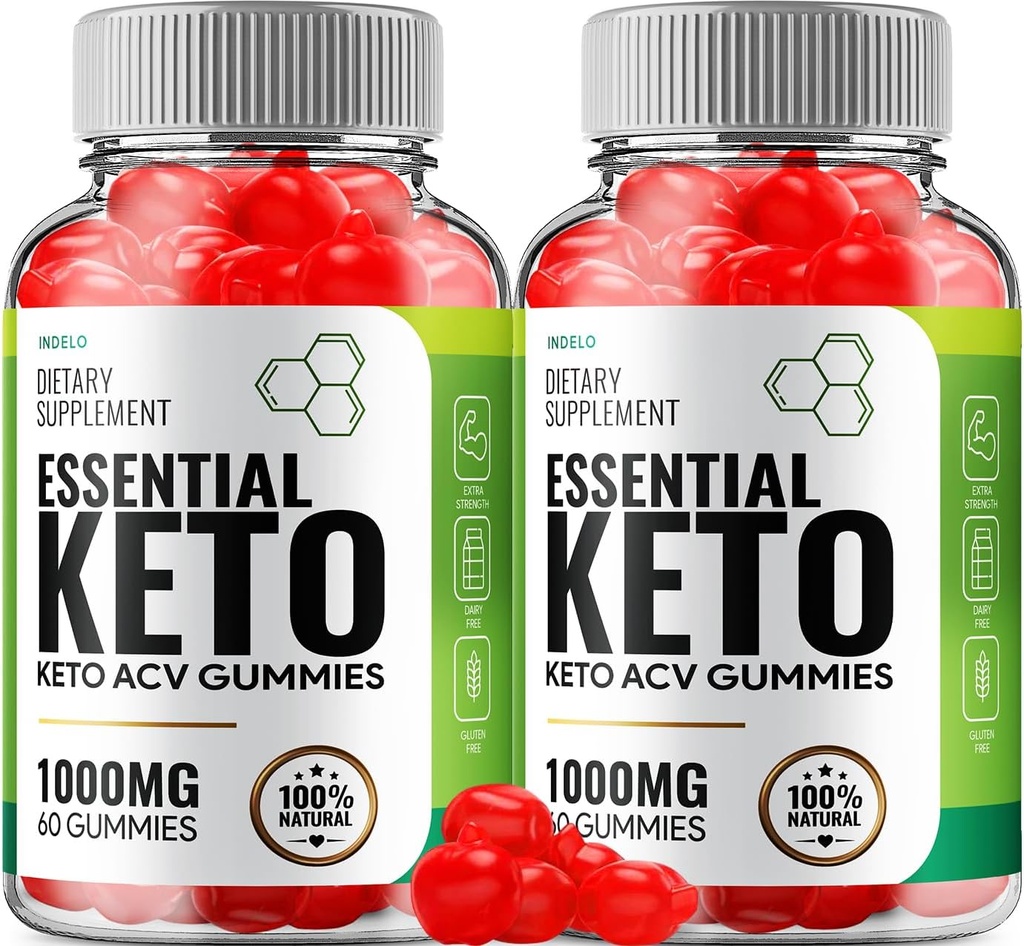 (2 Pack) Essential Keto ACV Gummies - Advanced Formel Essential Keto + ACV Weight Management Gummies Apple Cider Vinciate Keto Essential Kosttilskud Anmeldelser Vitamin B12 B6 (120 Gummies)