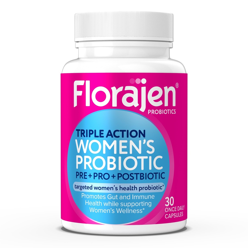 Florajen Women 's Complete Triple- Action Prebiotic + Probiotic + Postbiotic for fordøjelse og immunforsvar - Fast- Fungerende Relief fra Forstoppelse & Bloating - Gluten- Free - Vegan - Non- GMO - 30 - Greve