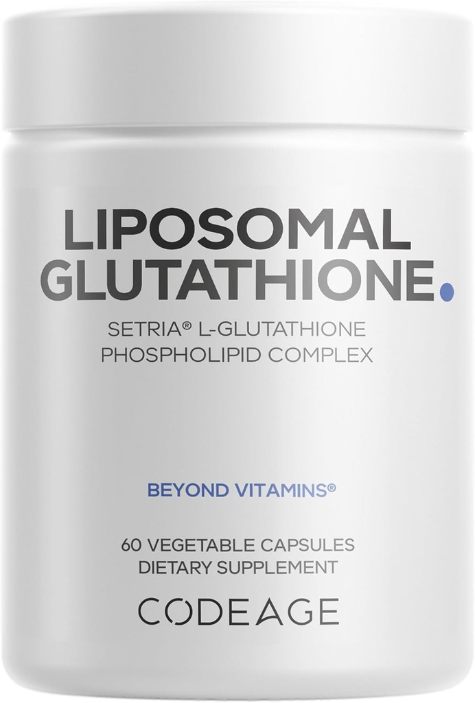 Codeage Liposomal Glutathione Supplement - Pure Reduced Setria L-Glutathione, Liposomal Delivery, Phospholipid Complex - Encapsulated Glutathione Powder Pills - Vegan, Non-GMO - 60 Capsules