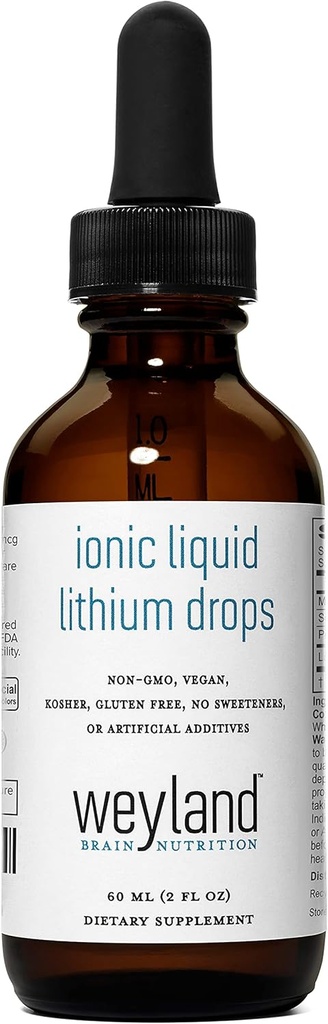Ionic Flydende Lithium Drops • 124; Magnesium, Natrium, Kalium, Lithium • 124; Hjerne Sundhed • 124; Trace Mineral Drops • 124; 60 ml (2 Fl Oz)