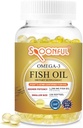 Spoonful Mini Omega 3 Fish Oil, iFOS Certified, 1290 mg Per Serving, 120 Softels Pearls, Lille størrelse Let at synke kapsler til kvinder og seniorer, Made in USA
