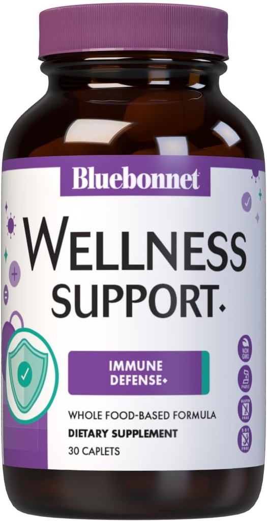 Bluebonnet Nutrition Målrettet valg Wellness Support, immunforsvar Hele Food- baserede formel, Sæsonstøtte, Soy- fri, Gluten- fri, Kosher, Non- GMO, Dairy- fri, Vegetarisk, 30 Caplets, 15 Servering