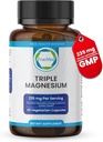 Triple Magnesium Supplement, 235mg, Dimagnesium Malate, Citrate, Lysinat Chelate, 60 Kapsler, Supports Sleep, Muskelrelaxation, Bone & Heart Health, Energy & Nerve Funktion, USA Made