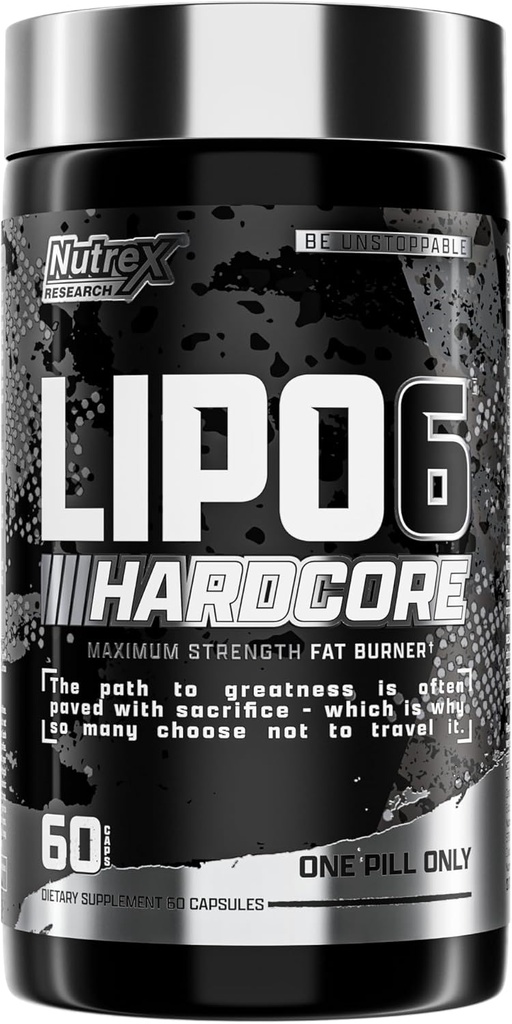 Nutrex Forskning Lipo- 6 Hardcore supplement, Understøtter Metabolisme & Energi, Kostkapsler - 60 Tæl