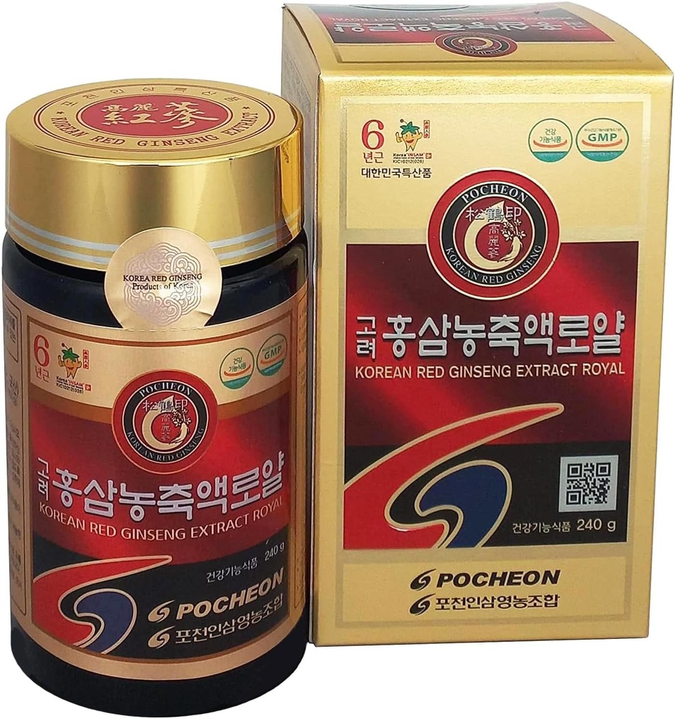 Pocheon 240g (8.5oz), 100% Pure Koreansk 6Years Root Panax Red Ginseng Extract Royal, 70% Solid State, Saponin, Naturlig Immunforsvar