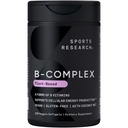 Sports Research ® Vitamin B- Complex - Fuld Spectrum af B Vitamin med Methylerede B12 & Folate - Gluten Free · Plant- baseret · Ikke-GMO · Vegan- Friendly Formel - 120 Veggie Softgels