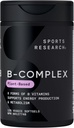 Sports Research® Vitamin B-Complex - Full Spectrum of B Vitamins with Methylated B12 & Folate - Gluten Free · Plant-Based · Non-GMO · Vegan-Friendly Formula - 120 Veggie Softgels