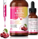 Vitamin B12 5000 mcg Liquid Drops Alle naturlige plante Superfood sund energi Brain Booster Neuron støtte Nervesystemet Natural Energy Mood Memory 60ml Net Wt Cherry Flavor