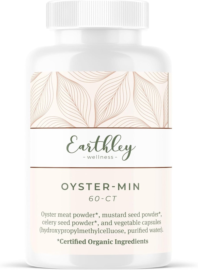 Earthley Wellness, Øster- Min kapsler, Natural Zink & Mineral supplement, fremmer Energi & Mood, rig på antioxidanter & aminosyrer, 100% Pure & Bioavailable (60 kapsler)