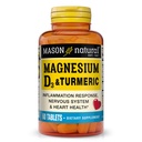 MASON NATURAL Magnesium & D3- vitamin med gurkemeje, 60 dages kosttilskud med 500 mg magnesium, 3000 IE D3- vitamin og 150 mg gurkemeje