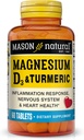MASON NATURAL Magnesium & D3- vitamin med gurkemeje, 60 dages kosttilskud med 500 mg magnesium, 3000 IE D3- vitamin og 150 mg gurkemeje