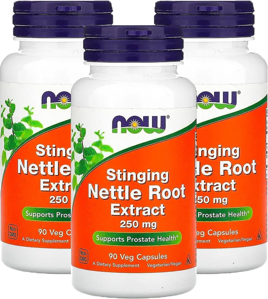 Now Foods Stinging Nettle Root Extract 250 mg, Vega- kapsler, 90- greve (pakke med 3)