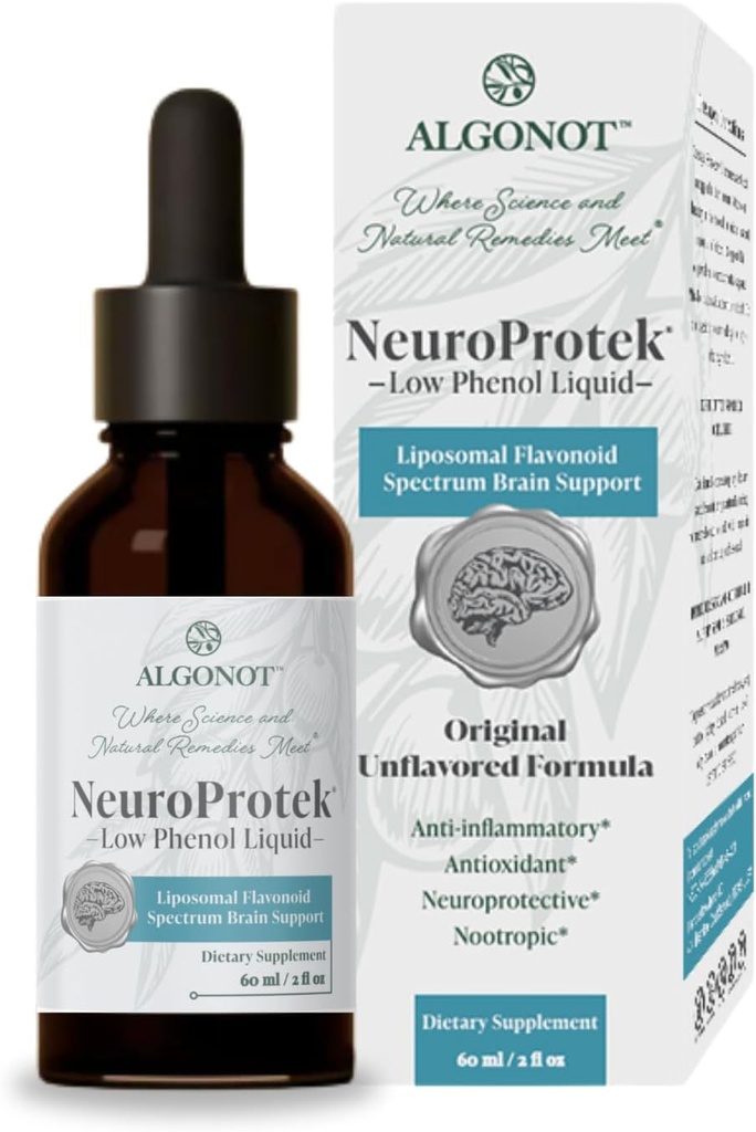 NeuroProtek Lav Phenol Væske - Unflavored - 60 portioner, Den eneste luteolin væske formulering til hurtig absorption. Eksklusiv patenteret kombination af luteolin og andre flavonoider i Olive Pomace Oil