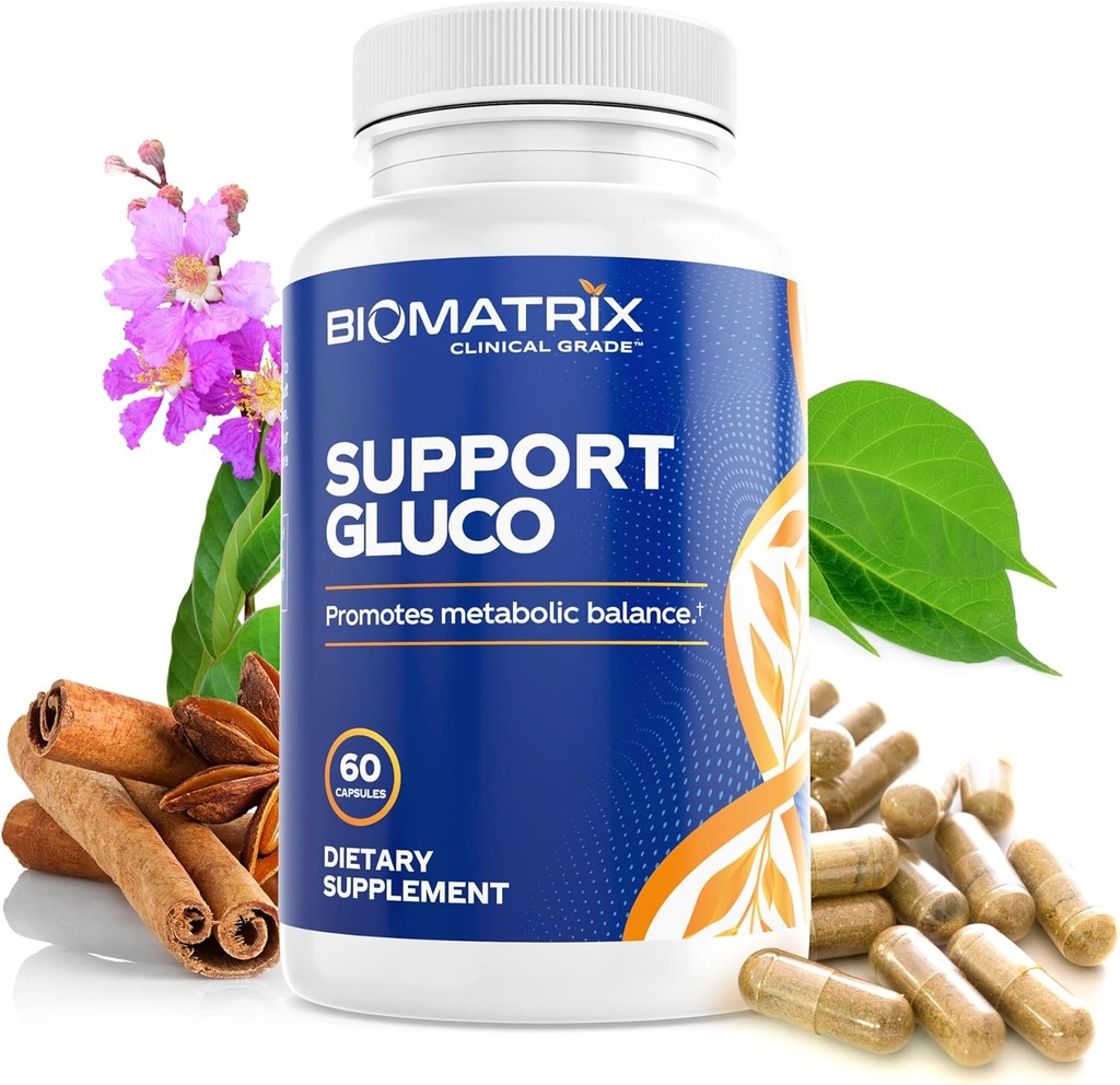 BioMatrix Metabolisme Supplement for mænd og kvinder, kanel, Gymnema, lipoesyre, vanadylsulfat, chrompicolinat, bittermelon (60 kapsler)