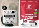 Jungle Powders Ultimate Vitality Bundle: 5oz Shilajit Powder & 5oz Organic Wild Cranberry Powder - Energi, immunforsvar, Superfood Extracts til Bagning, Smoothies, USDA Certified