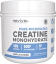 Revival Premium Mikroniseret Creatinine monohydrat - HPLC Testet 100% Pure Grade - 500g (100 Servere) - Understøtter Lean Muscle Growth - Maksimal Absorption - Unflavored - Lavet i USA & 3. part Lab Testet