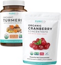 Gurkemeje & Tranebær Pulver (3-måneders Tilgang) Berry Gurkemeje Bundle Organic Gurkemeje Curcumin med sort peber & Ingefær (120 Caps) & Organic Tranebær Koncentrat Powder Extract (100 Scoop)