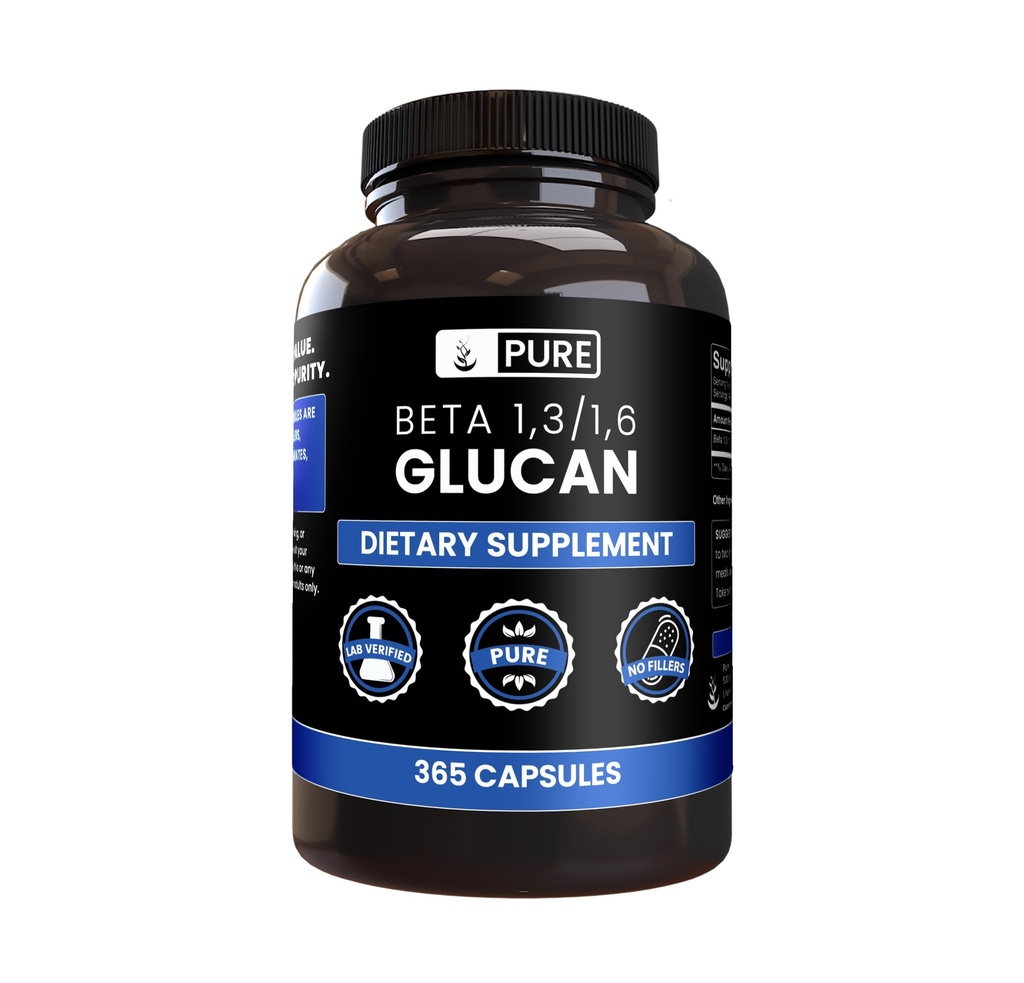 PURE ORIGINAL INGREDIENTS Beta Glucan 1,3/1,6, (365 Capsules) No Magnesium Or Rice Fillers, Always Pure, Lab Verified