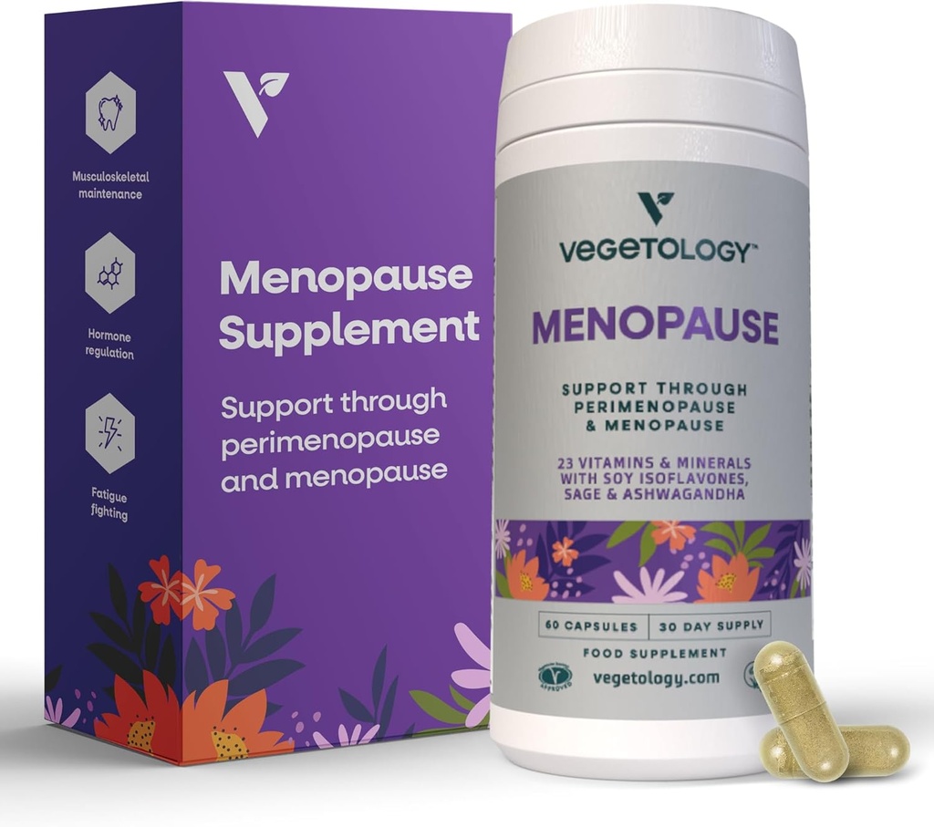Vegan Menopause Supplements (60 Capsules) — Perimenopause and Menopause Vitamins — Women's Supplements — Perimenopause Supplements for Women — Food Supplement — Menopause Support
