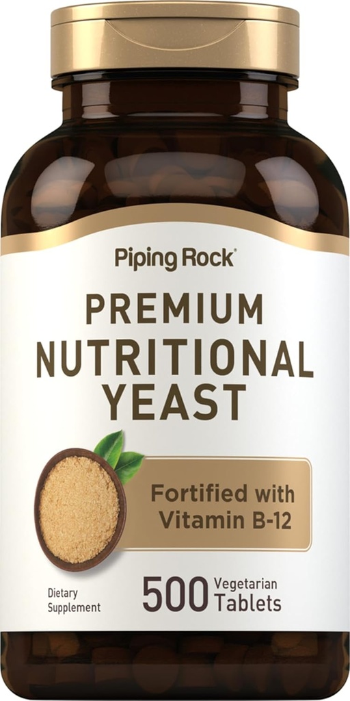 Piping Rock Nutritional Gær Tablets against 124; 500 Pills against 124; Forgyldt med vitamin B12 Complex