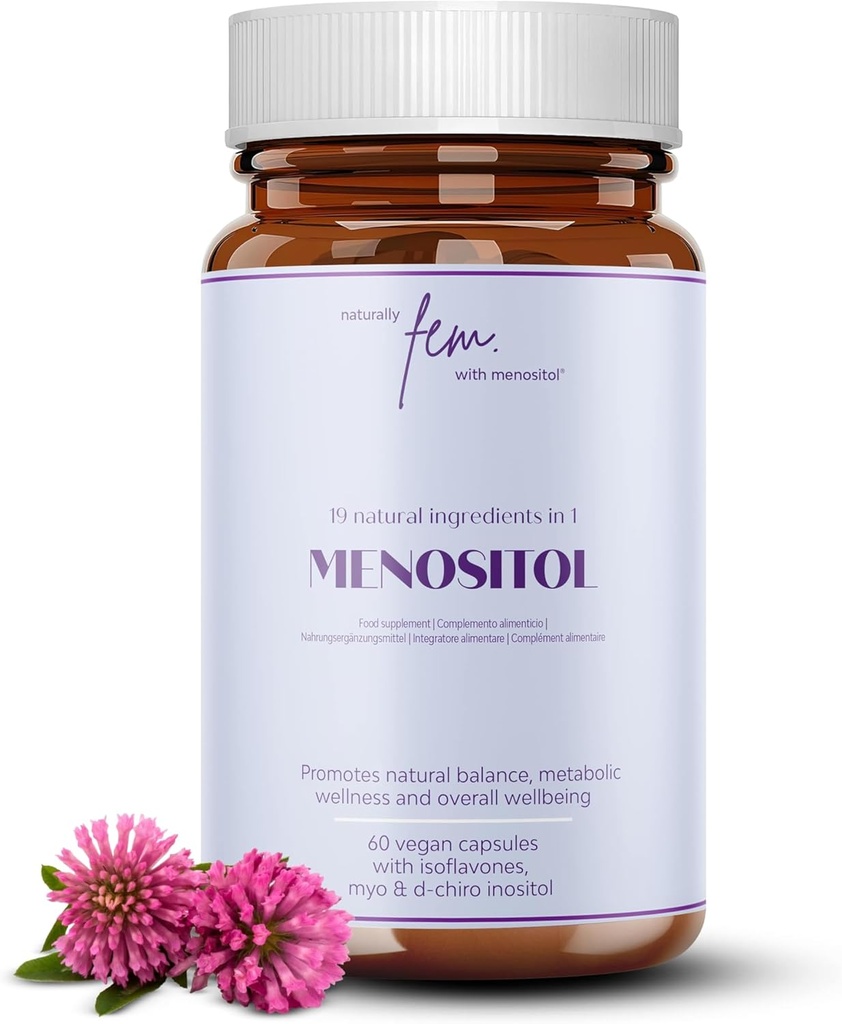 Inositol FEM Menopause 19- in-1 - 124; Perimenopause & Menopause Kosttilskud med Myo- Inositol, D- chiro og Isoflavoner Б124; Hold metabolisk sundhed og kontrol din Silhouette Б124; Natural, Hormone & Soy Free