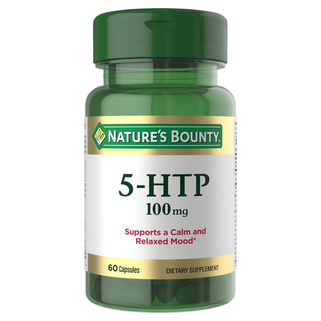 Naturens Bounty 5-HTP piller og kosttilskud, understøtter en rolig og afslappet mad, 100mg, 60 kapsler