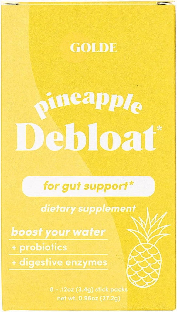 GOLDE Ananas Debloat - Probiotisk supplement til naturlige bloat Relief og vedvarende fordøjelsesbalance - Vegan, Keto, Low- Sugar - 8 Serveringer