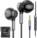 BENEWY Wired Earbuds med mikrofoner, Wired Earphones in- Ear Hovedtelefoner, Volume Control, Kraftfuld Bass og Clear Audio, 3.5mm Jack Earbuds til iPhone, iPad, Laptop, Computer, MP3